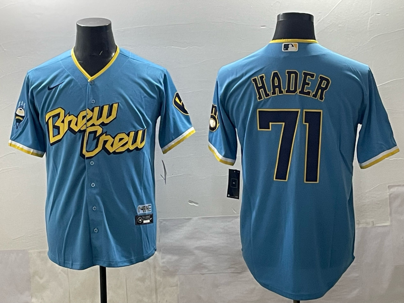 Men 2025 Milwaukee Brewers #71 Hader blue Nike MLB Jersey style 001